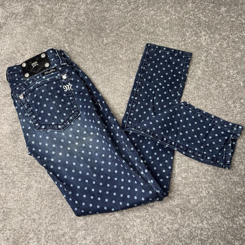 Miss Me Polka Dot Skinny Jeans Women’s 27 Blue Stretch JS5151S25 Embellished‎